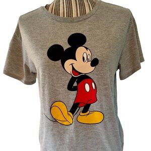 Disney Gray and Red Mickey Mouse Short Sleeve Tee